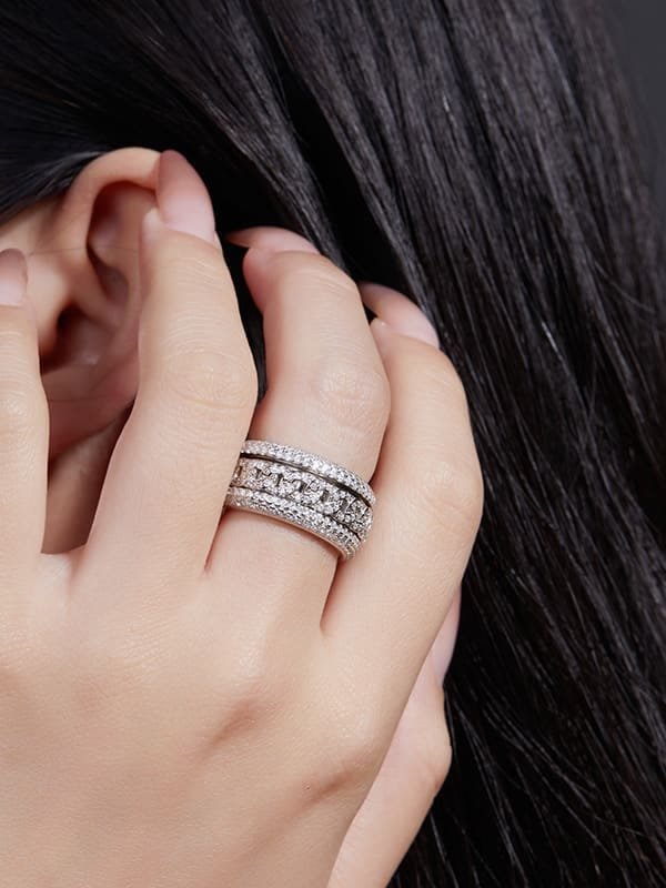 925 sterling silver cubic zirconia white minimalist band ring