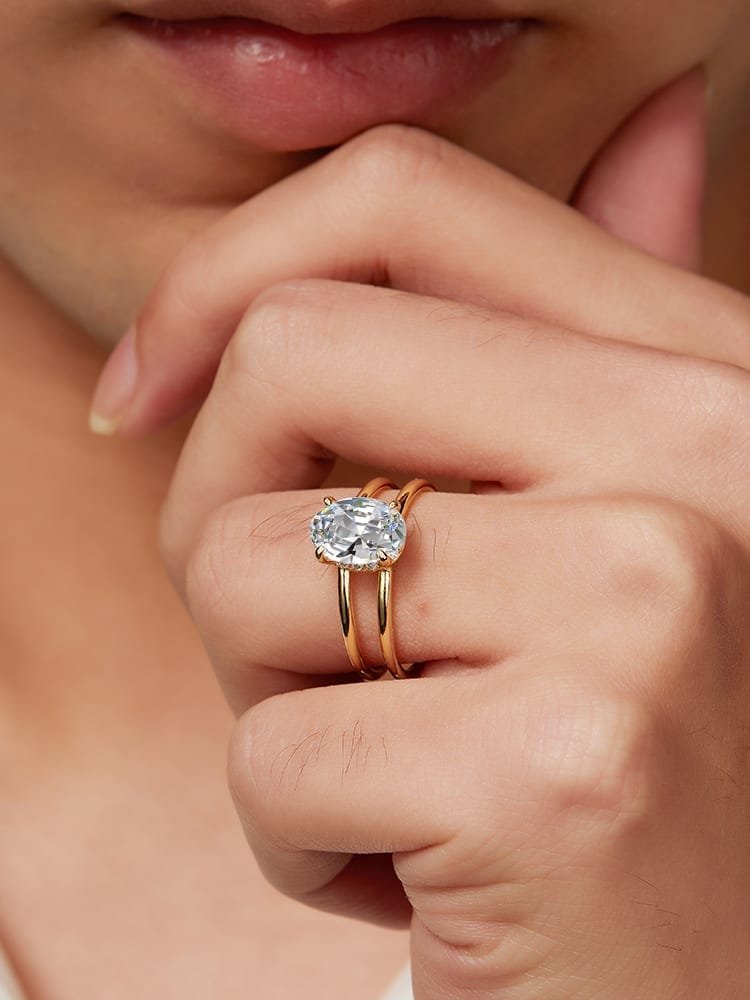 925 Sterling Silver White CZ Oval Dainty Stackable Ring