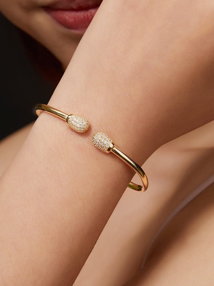 White Minimalist Cuff Bangle in 925 Sterling Silver