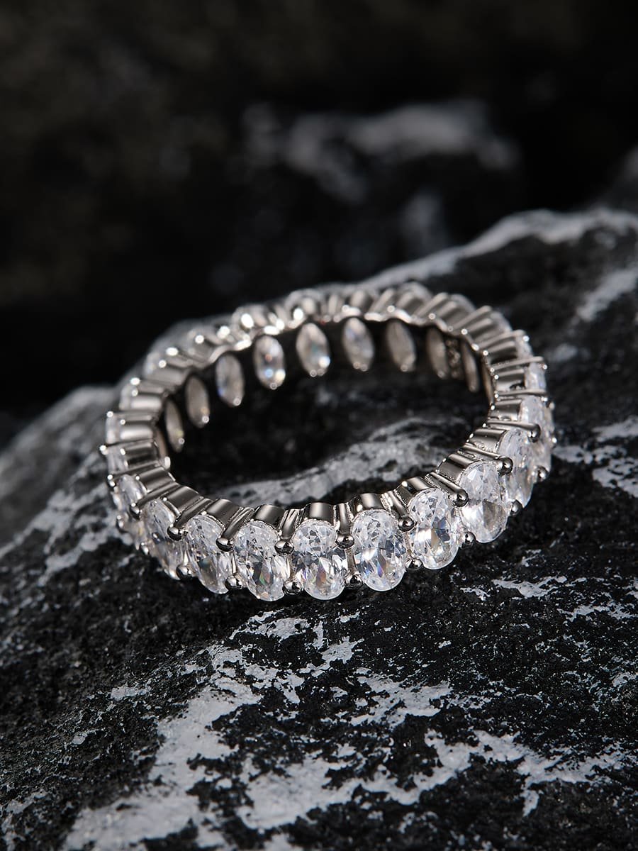 925 Sterling Silver Delicate White CZ Band Ring