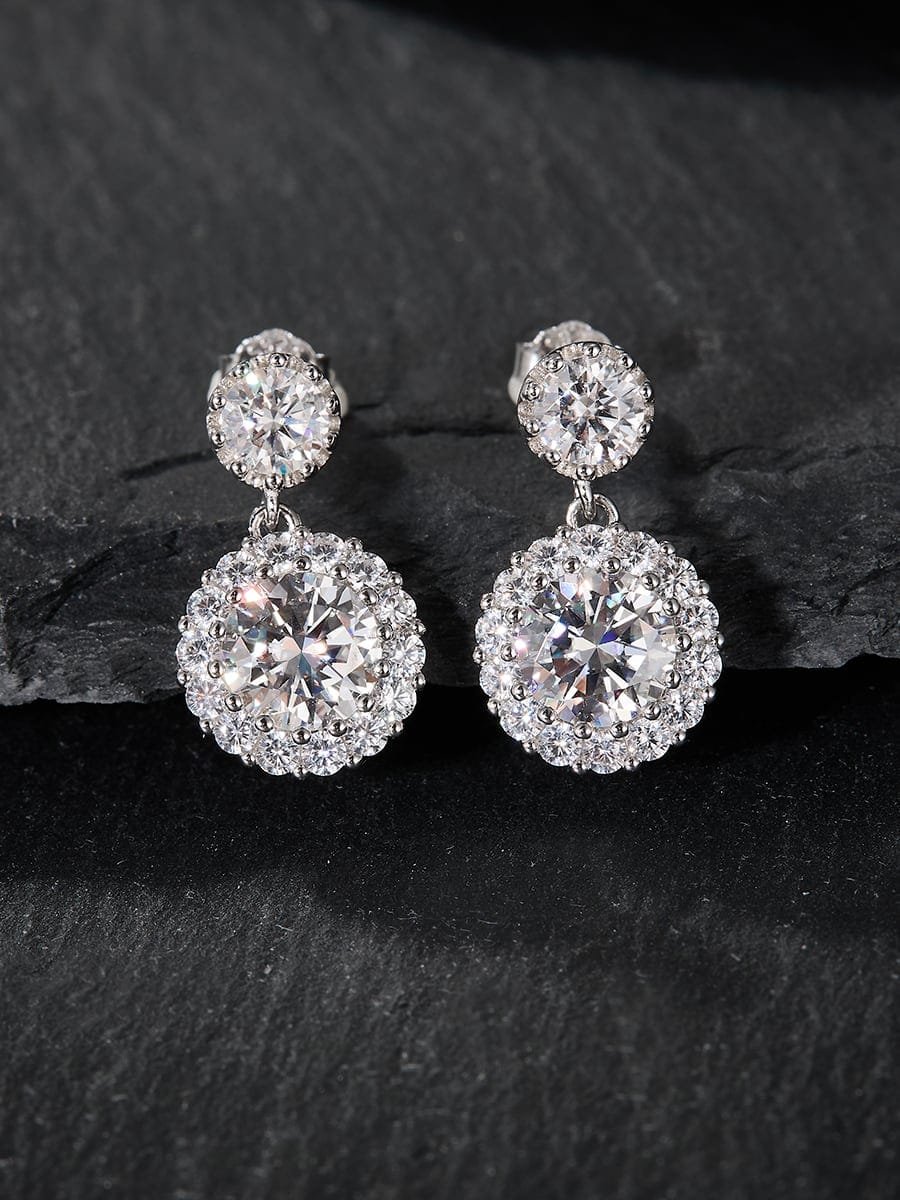 925 Sterling Silver White CZ Dainty Drop Earrings