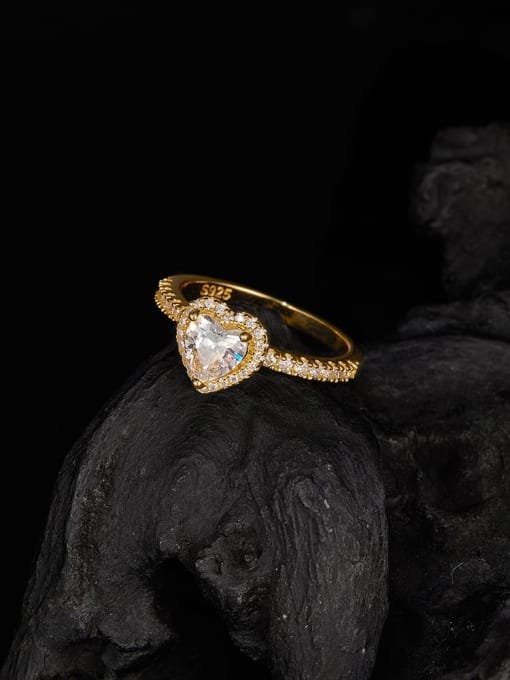 925 Sterling Silver White CZ Heart Dainty Ring