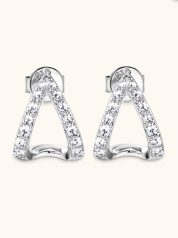 925 sterling silver cubic zirconia white minimalist stud earring