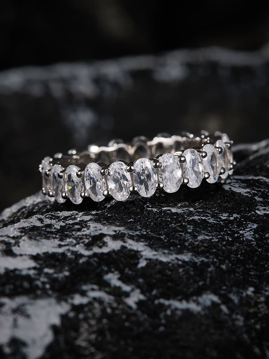 925 Sterling Silver Delicate White CZ Band Ring