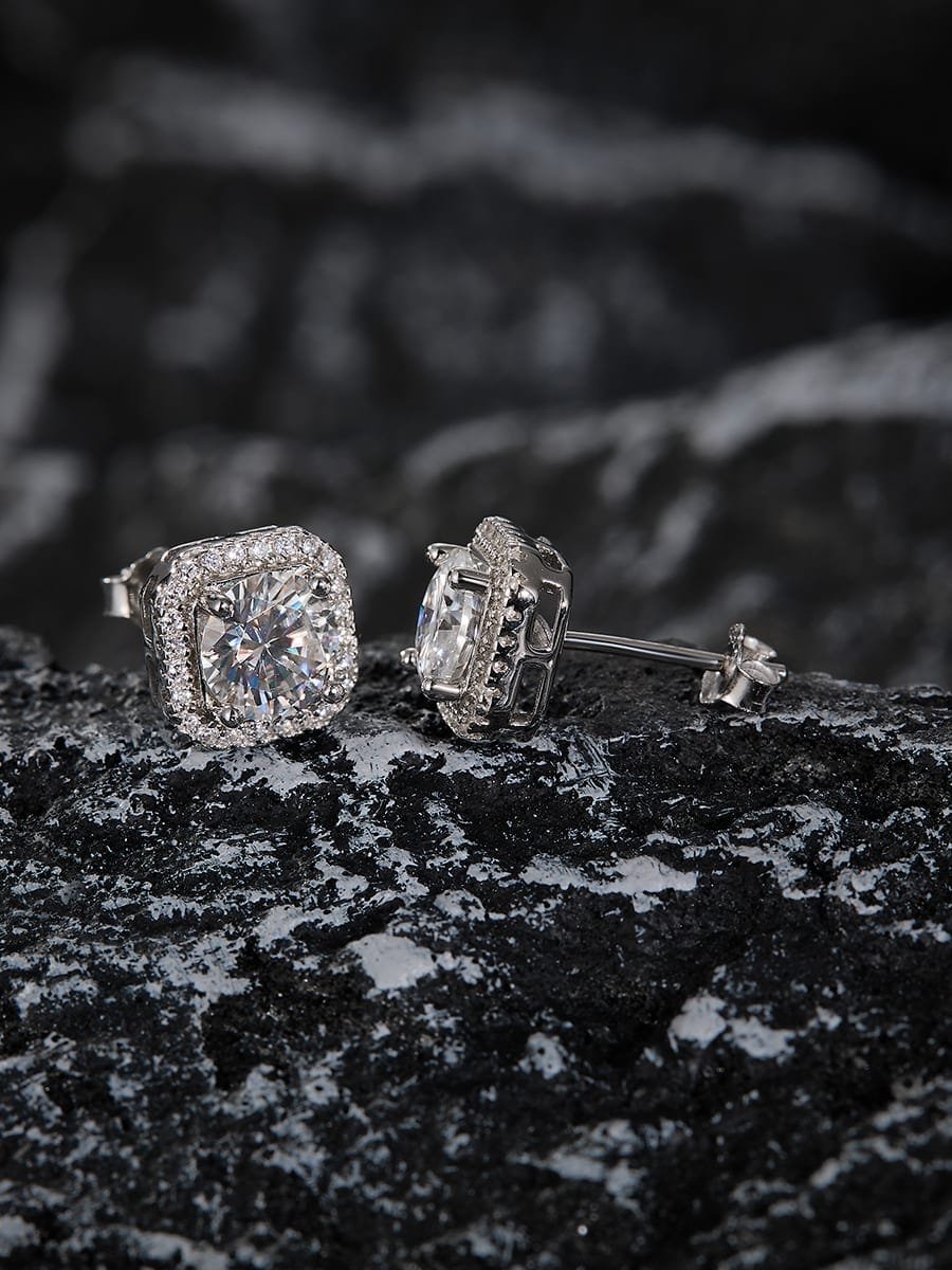 925 Sterling Silver White CZ Classic Stud Earrings