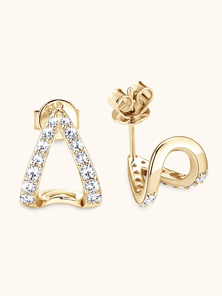 925 sterling silver cubic zirconia white minimalist stud earring