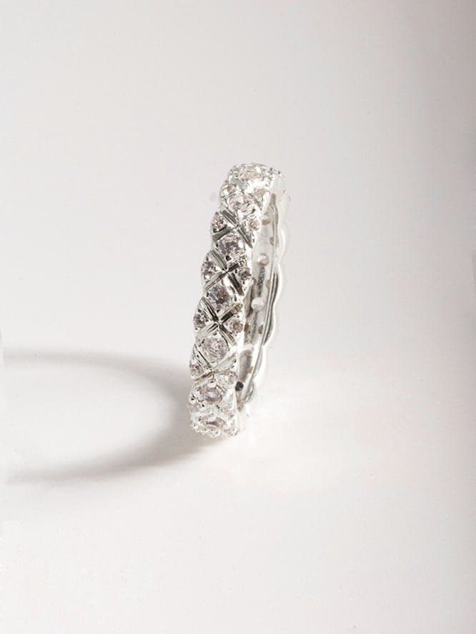925 sterling silver cubic zirconia white dainty band ring