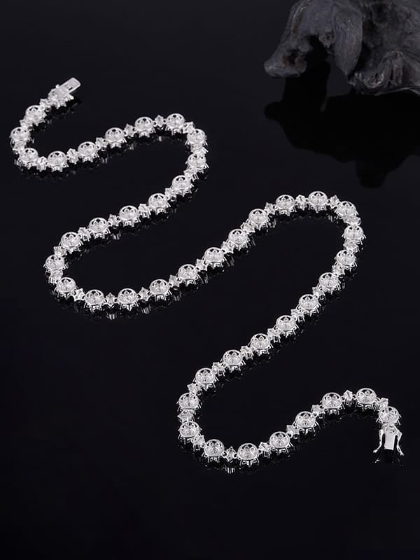 925 sterling silver cubic zirconia white dainty cuban necklace