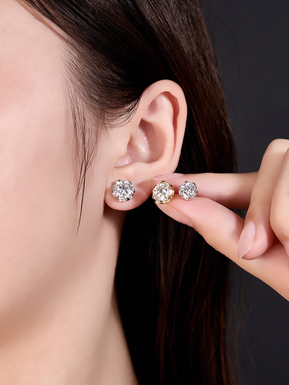 925 Sterling Silver White CZ Minimalist Stud Earrings