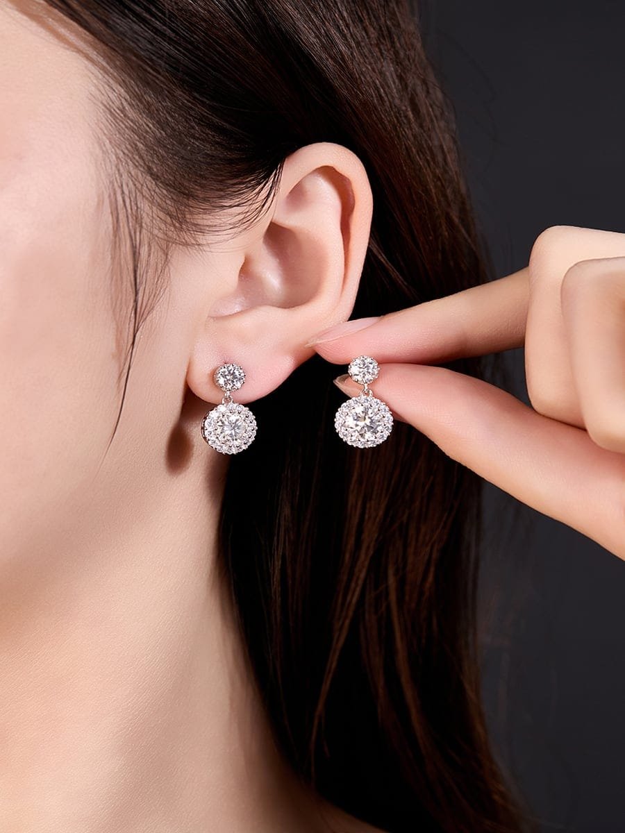 925 Sterling Silver White CZ Dainty Drop Earrings