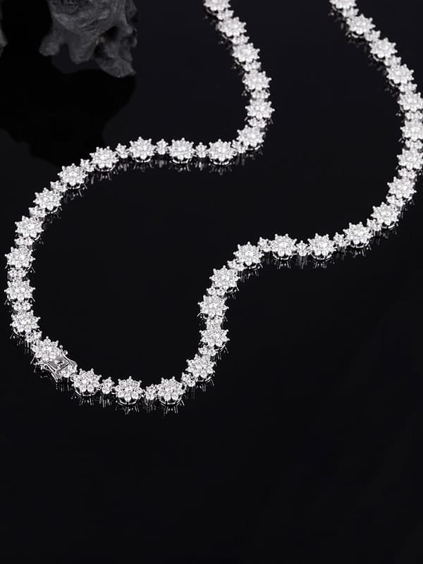 925 sterling silver cubic zirconia white dainty cuban necklace