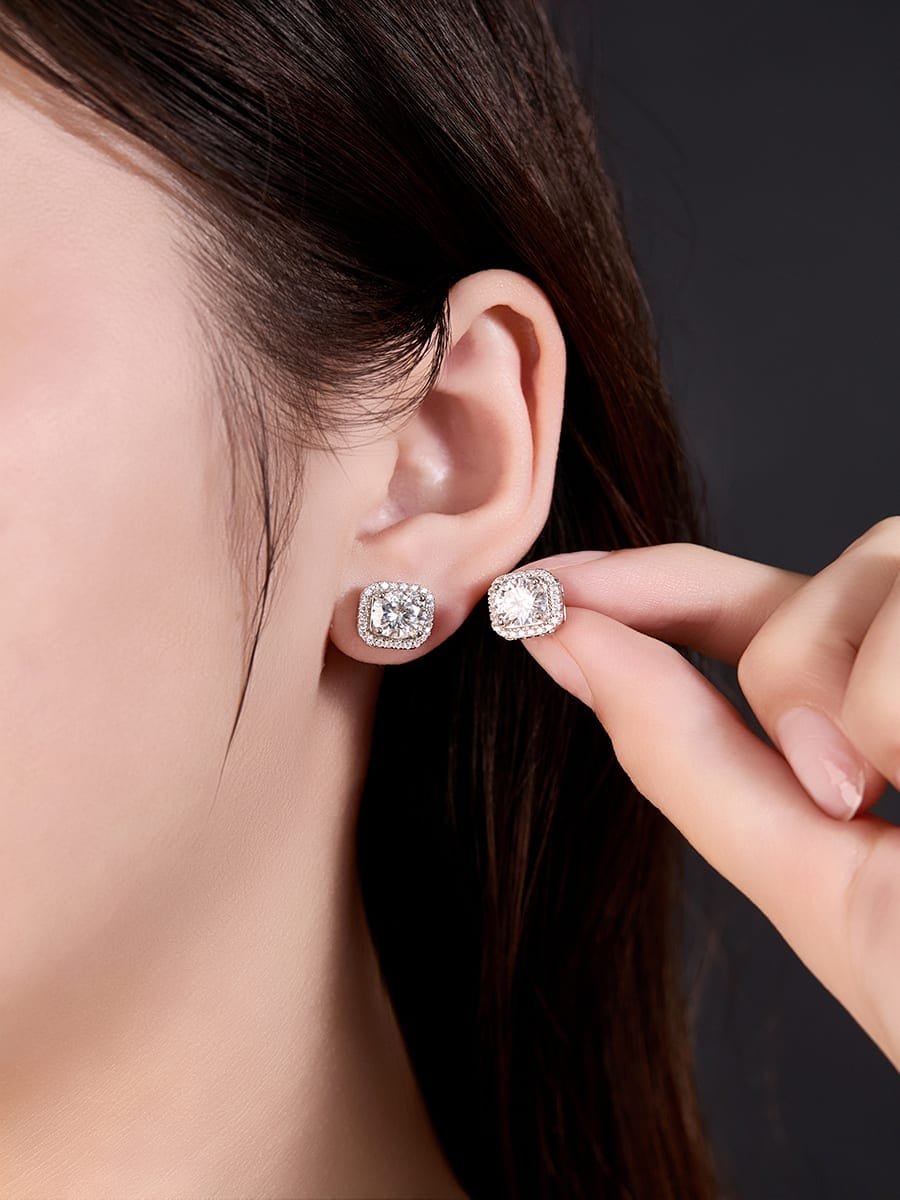 925 Sterling Silver White CZ Classic Stud Earrings