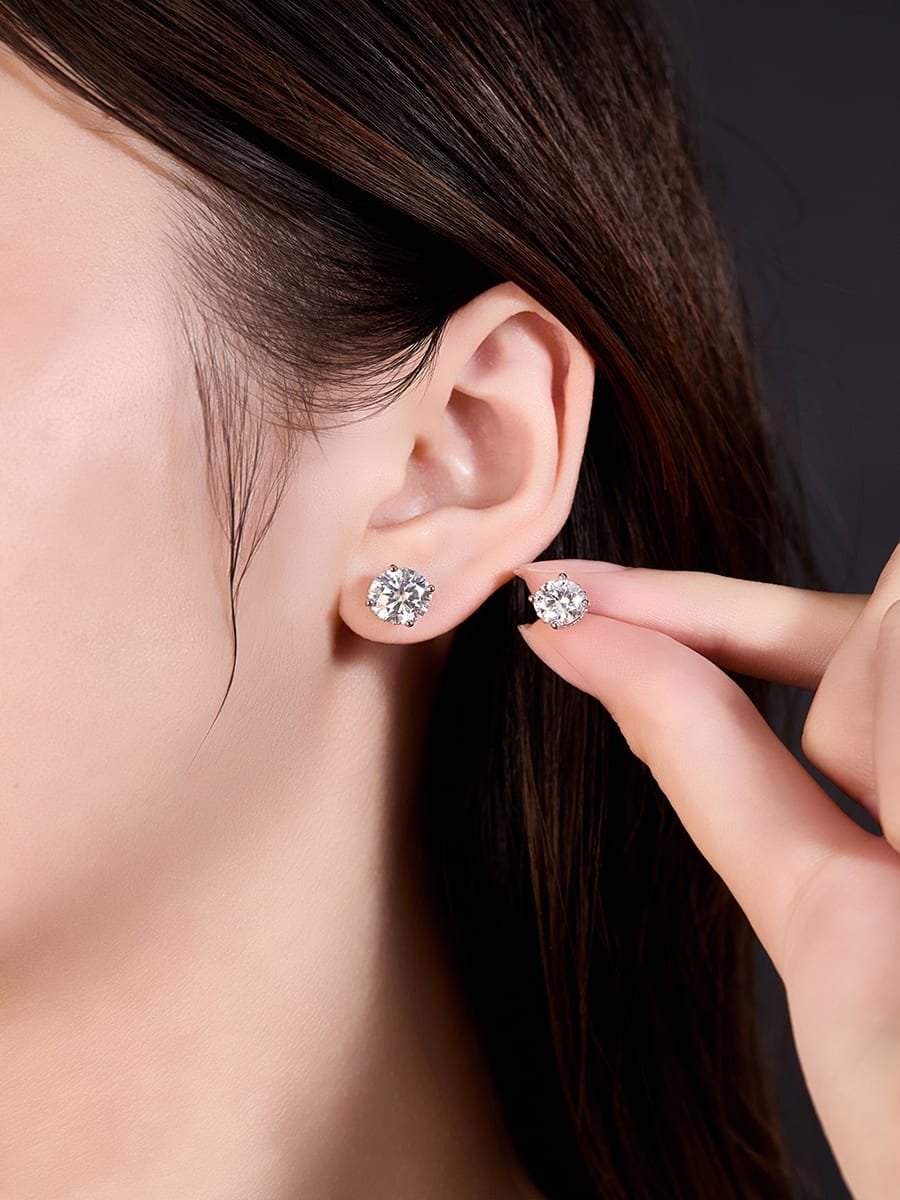 Classic White CZ Studs in 925 Sterling Silver