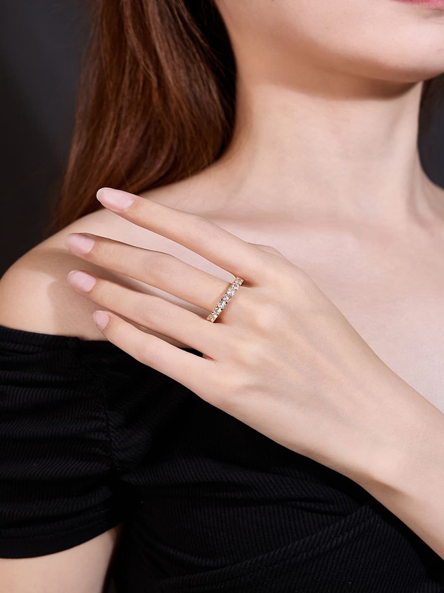 Dainty White CZ Stacking Band in 925 Sterling Silver