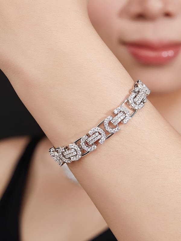 925 sterling silver cubic zirconia white dainty bracelet