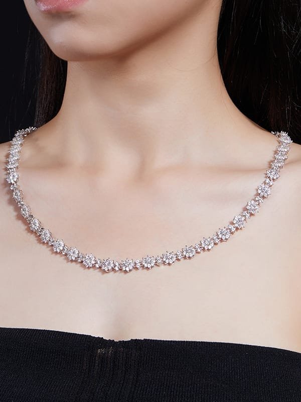 925 sterling silver cubic zirconia white dainty cuban necklace