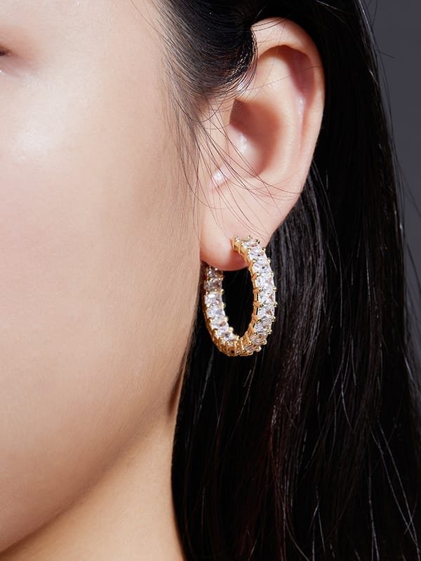 925 Sterling Silver White CZ Dainty Stud Earrings