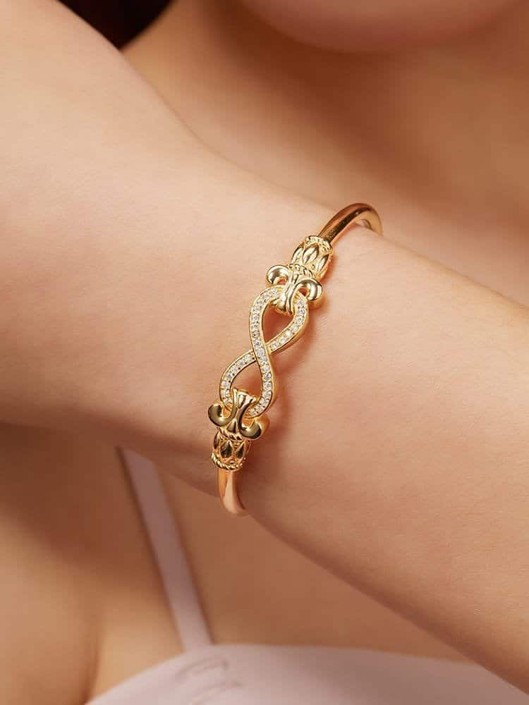 925 Sterling Silver White CZ Classic Cuff Bangle